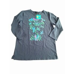 Sabaku Artwear Top Blouse Womens XS Birds Rainbow Art Folksy #FFF3-1